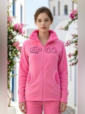 Pink JP Co. Fleece Zip-Up Jacket